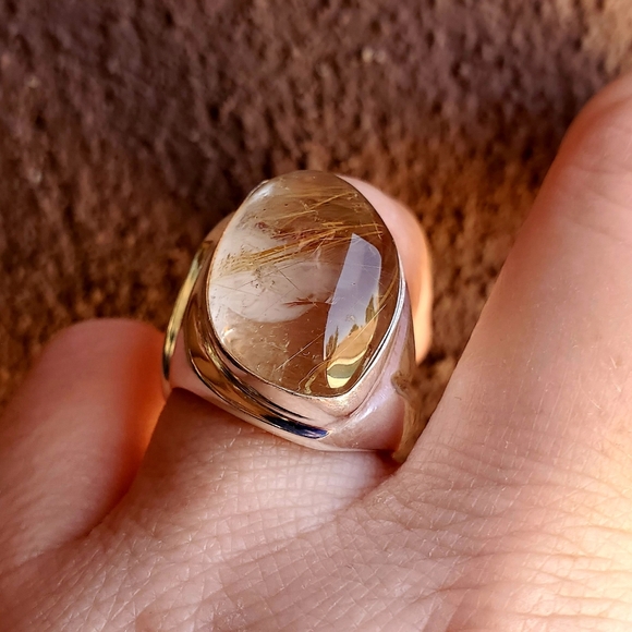 New Men's Golden Rutile 925 Silver Ring. - Picture 14 of 16